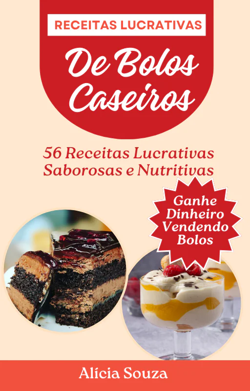Receitas de Bolos Caseiros Lucrativos: - Capa do e-book